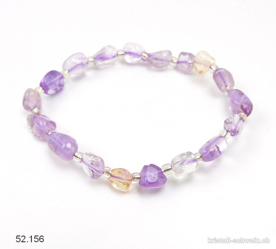 Armband Amethyst hell u. Citrin 5 - 8 mm / 17,5 - 18 cm. Grösse SM