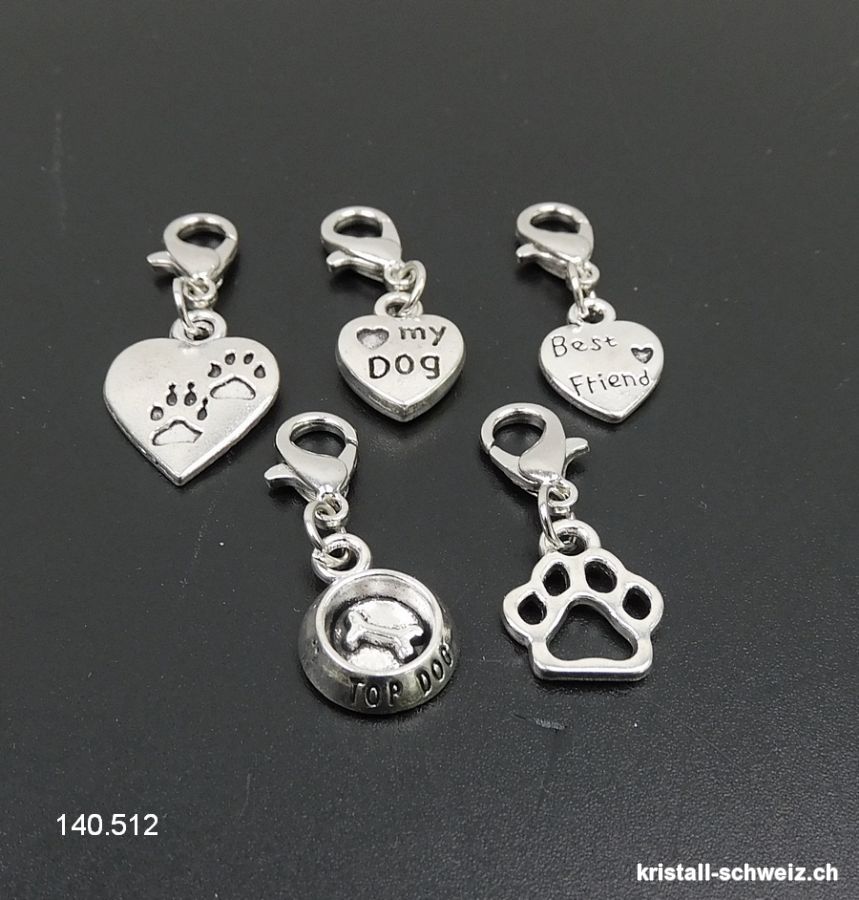 Los 5 Charms 1 bis 1,5 cm und Haken, aus Metall versilbert. SONDERANGEBOT