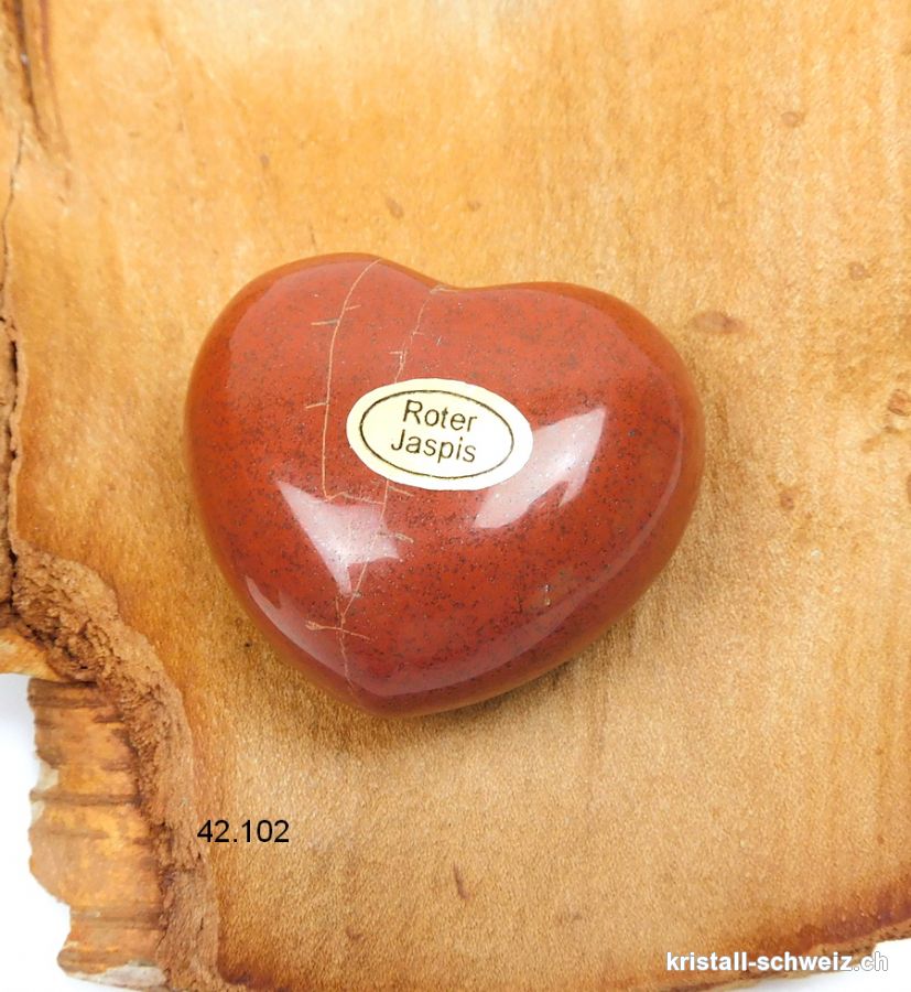 Herz Jaspis rot 4,5 x 4 x 2,3 cm, bauchig. SONDERANGEBOT