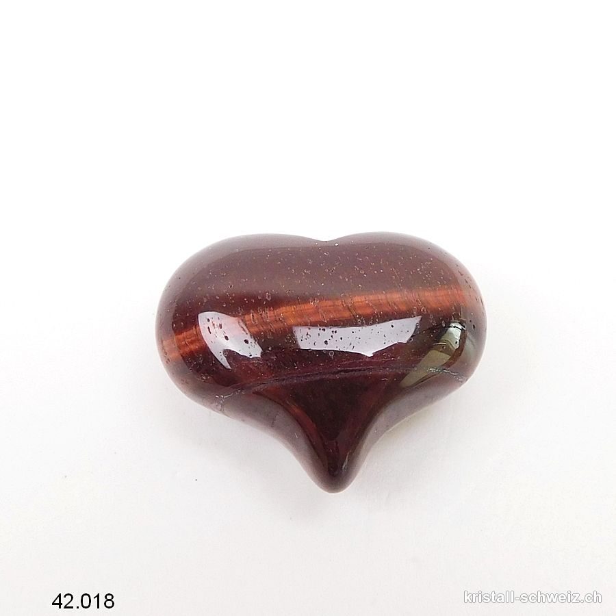 Herz Tigerauge rot 2,5 x 2 cm, bauchig