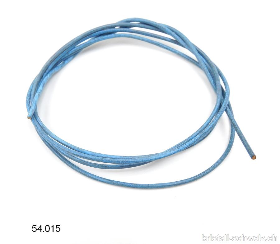 Lederband Blau-Grau, 1,5 mm /1 Meter