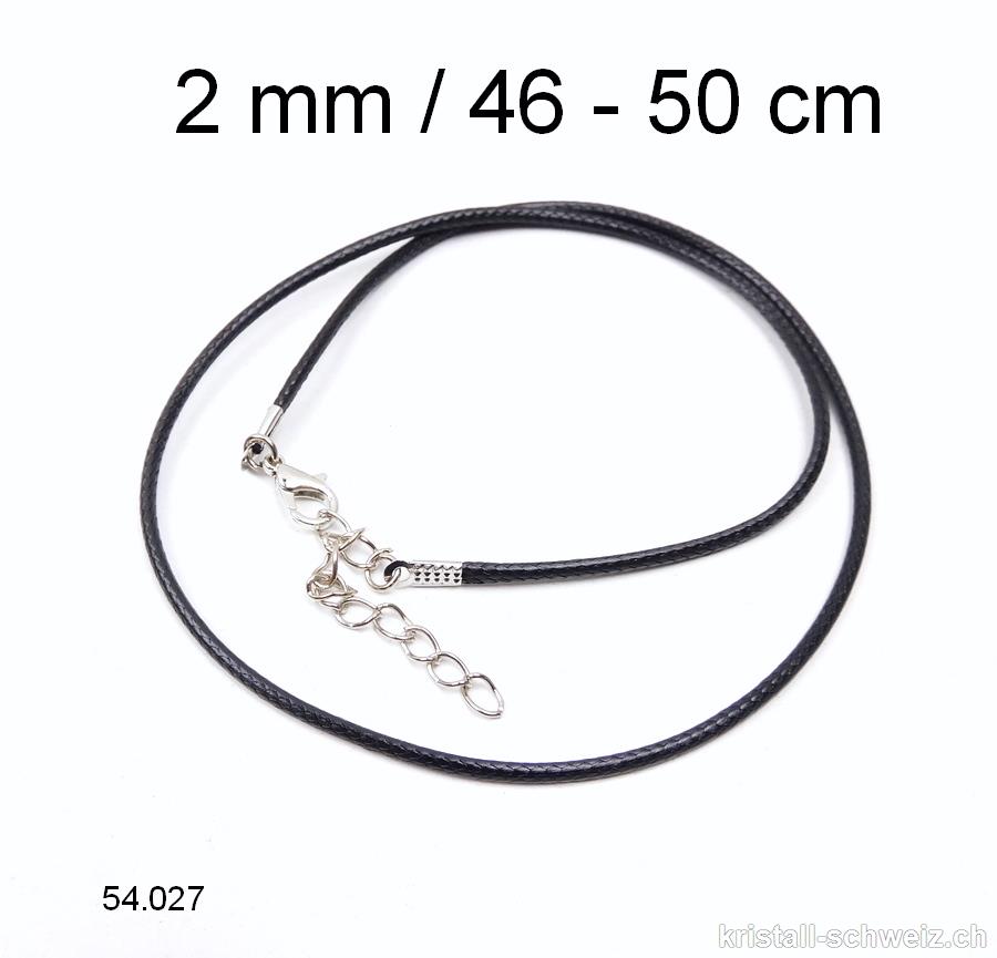 Halskette Leder-Look schwarz 2 mm, verstellbar 46 bis 50 cm