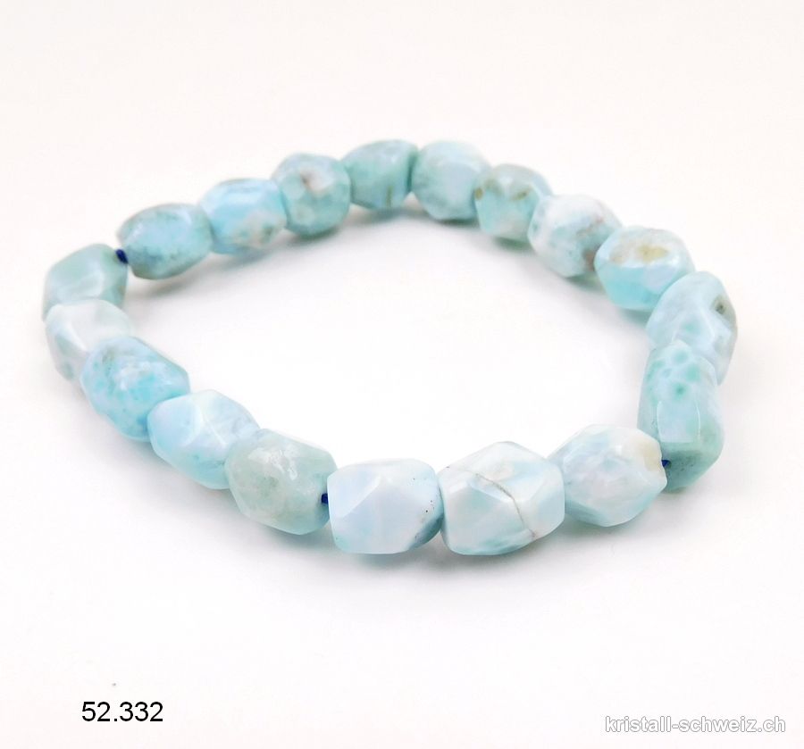 Armband Larimar Nuggets facettiert 8 - 10 mm, elastisch 18 - 19 cm. Sonderangebot