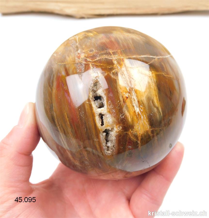Kugel versteinerte Holz kristallisiert  8,5 - 9 cm. Unikat 915 Gramm