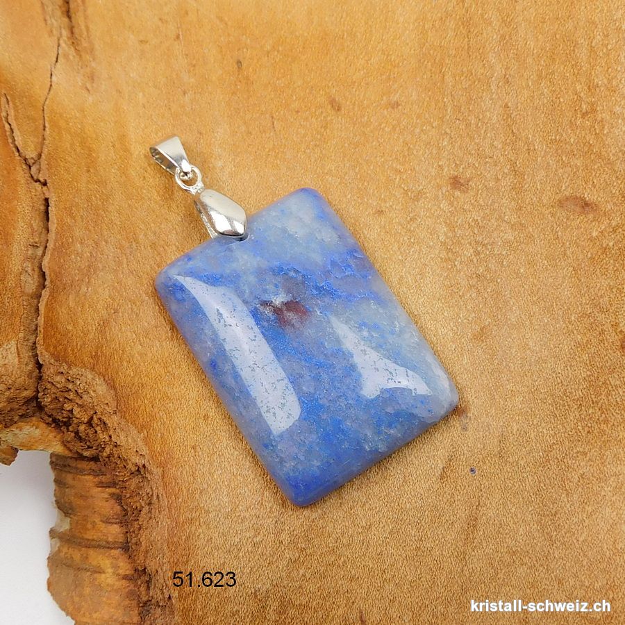 Anhänger Quarz blau - Blauquarz Cabochon mit Metall-Clip abnehmbar