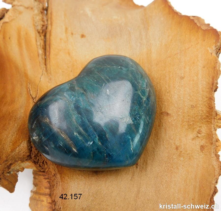 Herz Apatit blau aus Madagaskar 6 x 5 x dick 3 cm. Einzelstück 160 Gramm