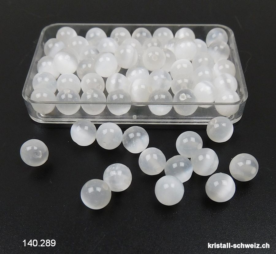 Selenit weiss, Kugel gelocht 6,5 mm