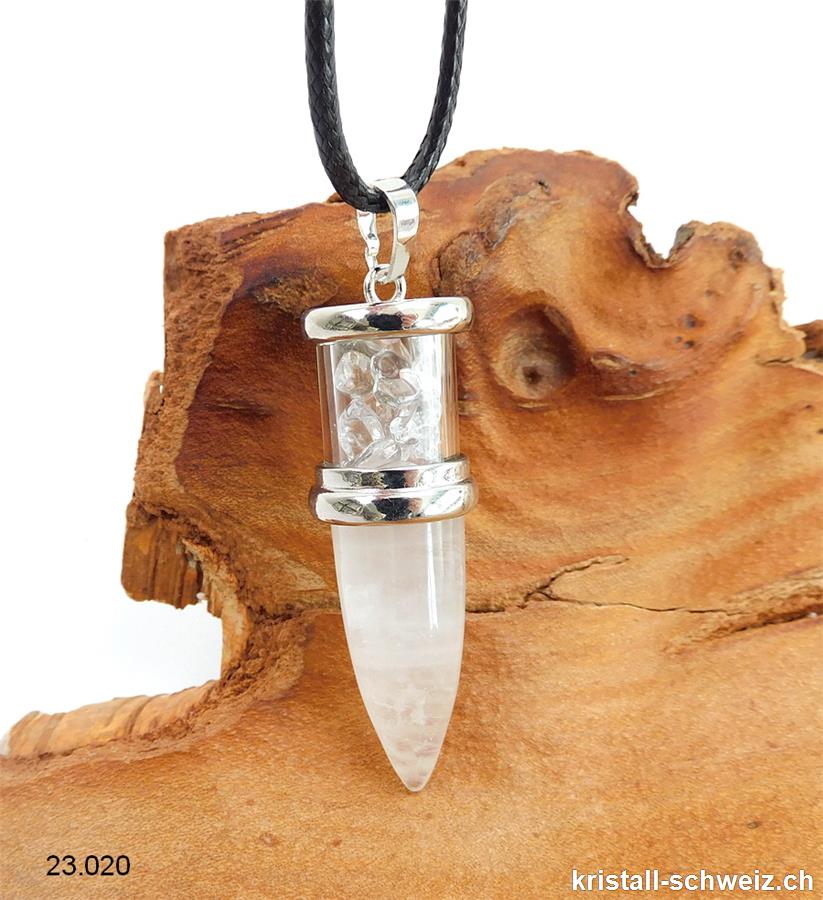 Pendel Bergkristall ca. 5 cm mit Lederlook-Kette verstellbar
