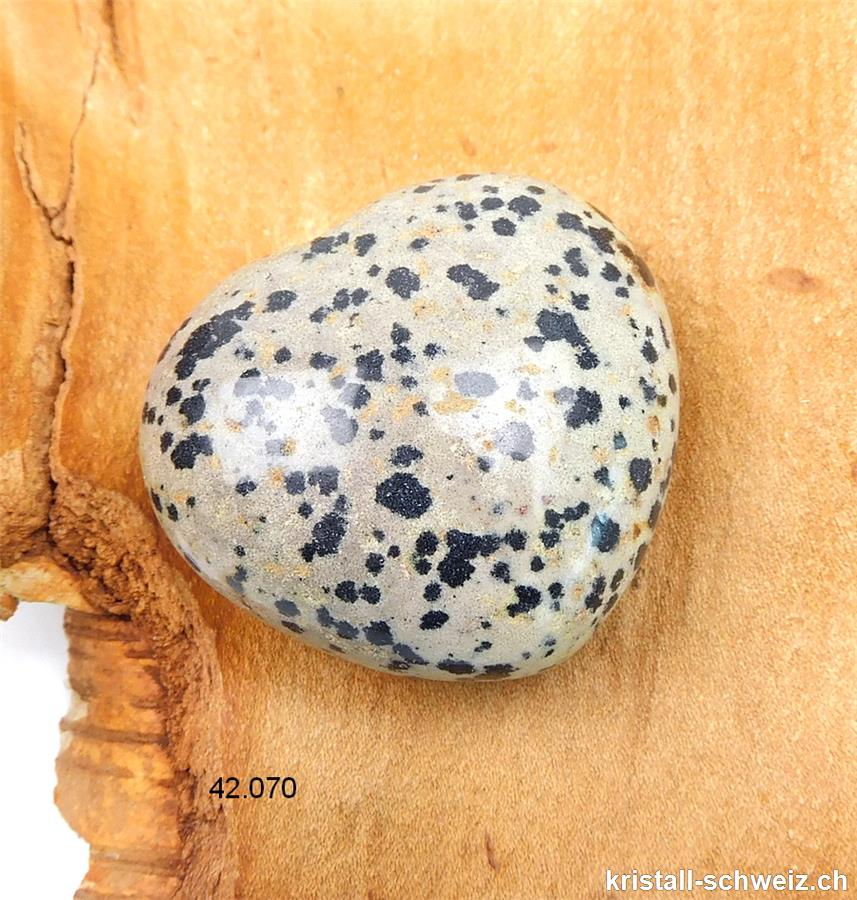 Herz Jaspis Dalmatiner 4,5 x 4 x 2,3 cm, bauchig