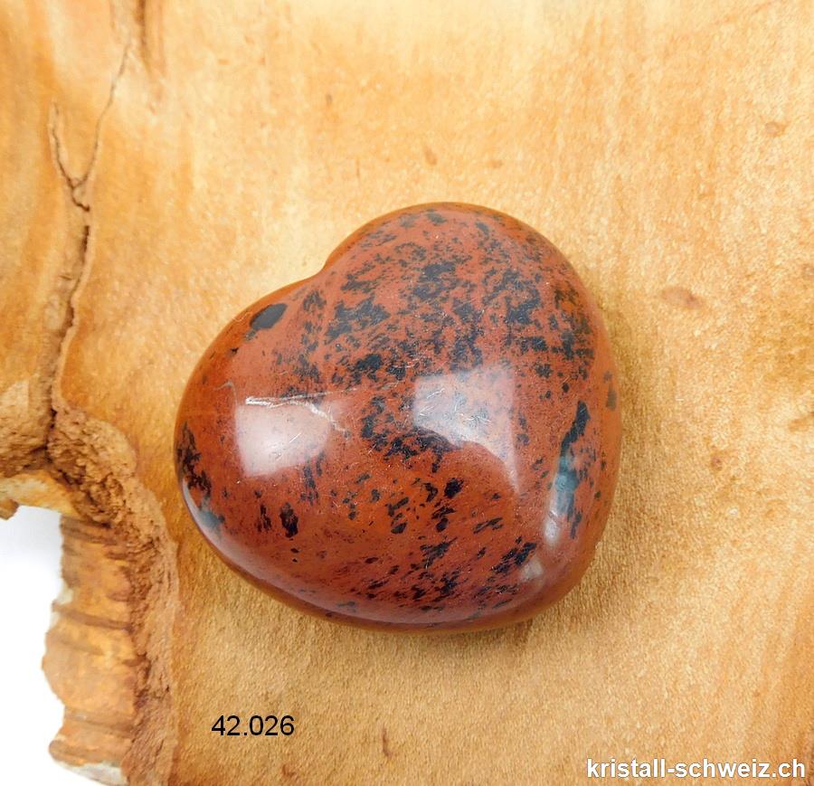 Herz Obsidian Mahagoni 4,5 x 4 x 2,3 cm, bauchig