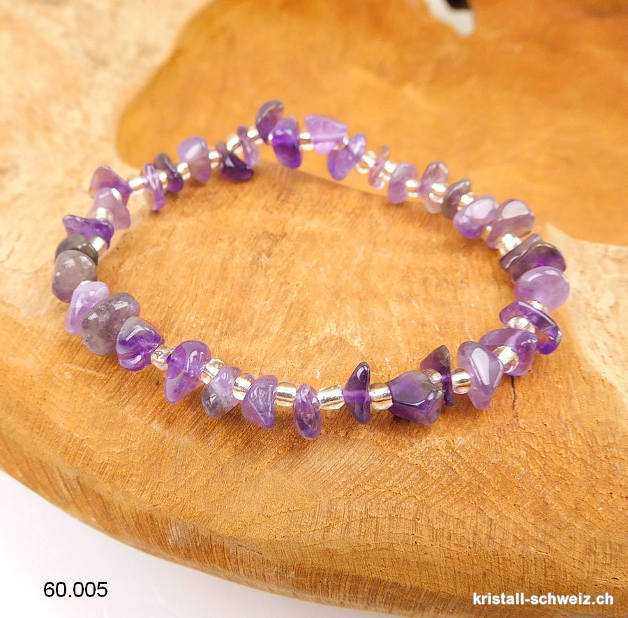 Armband Amethyst Barok, elastisch 16,5 - 17 cm. Grösse S