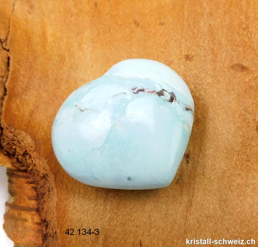 Herz Türkis - Dickit aus Madagaskar 3,8 x 3,4 cm, bauchig. Unikat