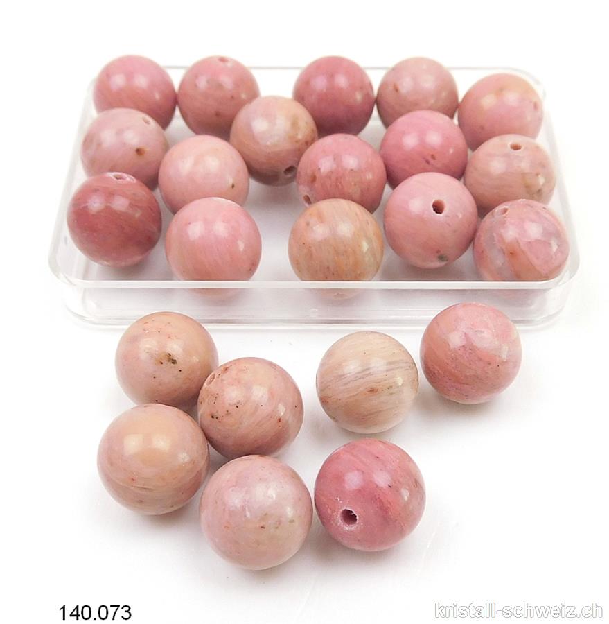 Rhodonit rosa - beige, Kugel gelocht 10 mm. SONDERANGEBOT