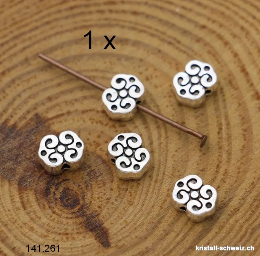 Zwischenteil Blume aus Metall versilbert 7 x 5,5 x dick. 3 mm