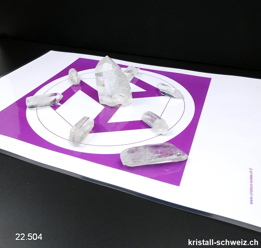 Komplette Reiki Set mit Bergkristall und Raster Anthakarana A4. Unikat