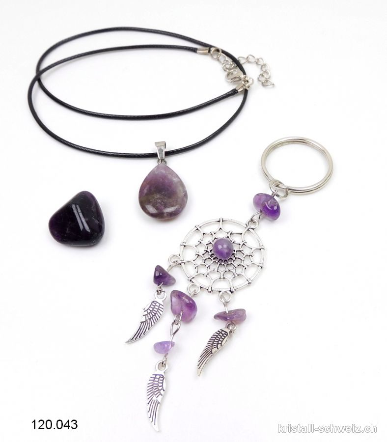 Set Amethyst - INNERER FRIEDEN. Sonderangebot mit Schlüsselanhänger