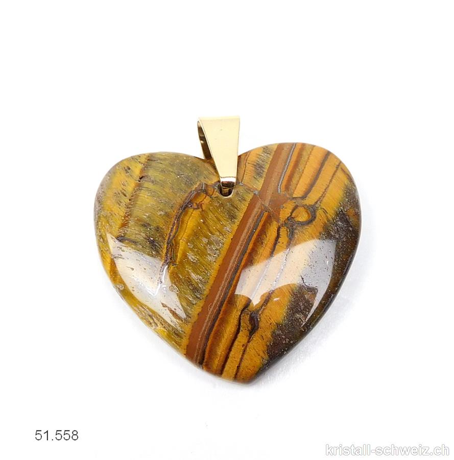 Anhänger Tigereisen Herz 3,5 - 4 cm, Clip Metall vergoldet