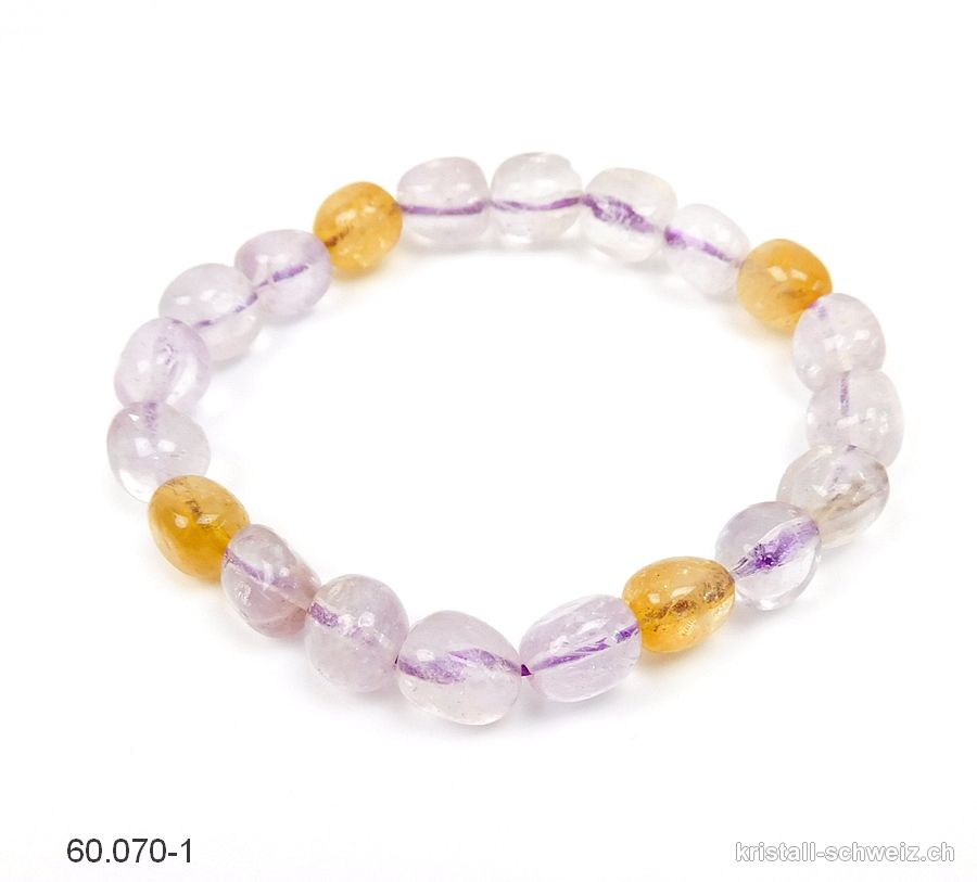 Armband Amethyst hell - Citrin 8-10 mm / 18,5 cm. Unikat