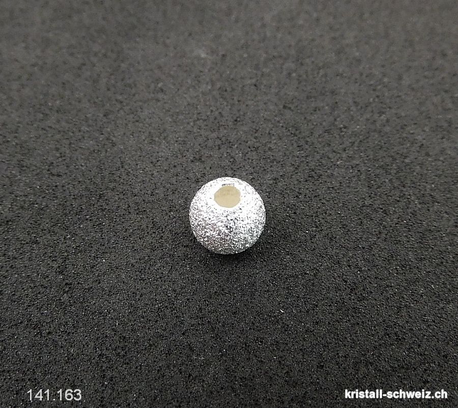 Perle 6 mm/Bohrung 1,5 mm, 925 Silber diamantiert hell
