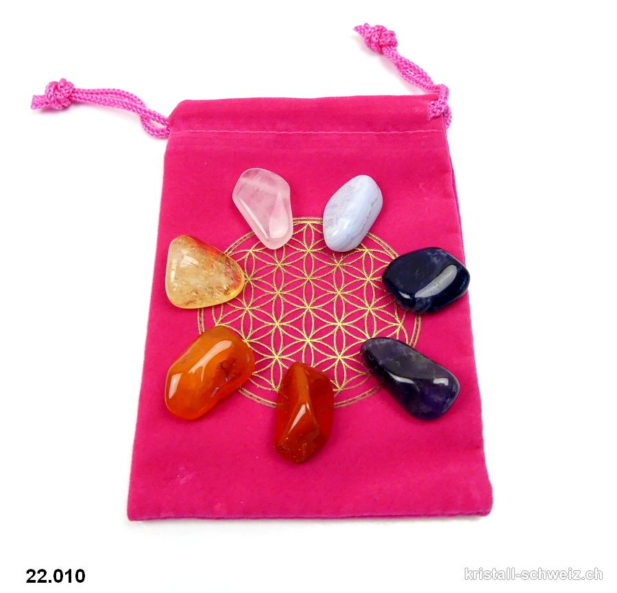 Chakra-Set Blume des Lebens mit 7 Edelsteine