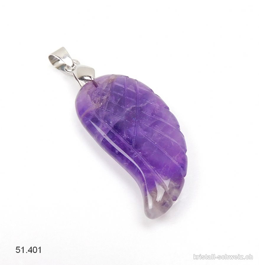 Anhänger Amethyst Engelsflügel 3,5 cm mit Metall-Clip