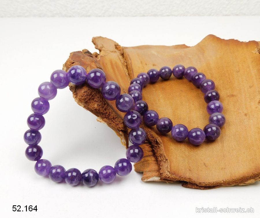 Armband Amethyst 10 mm, elastisch 19 cm. Grösse M-L