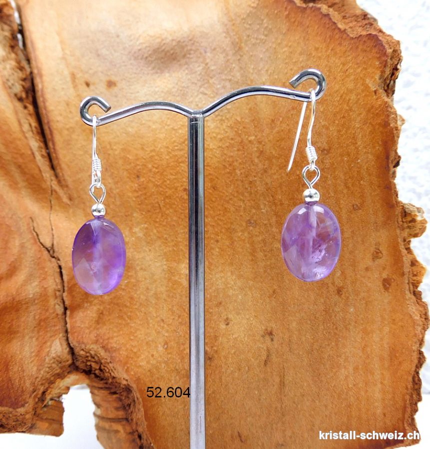 Ohrhänger Amethyst oval facettiert aus 925er Silber