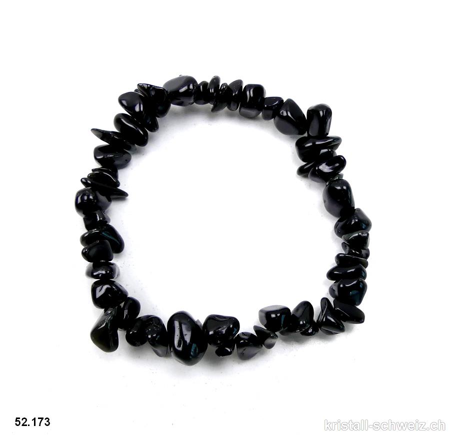 Armband Obsidian schwarz - geräuchert, elastisch 16,5 - 17 cm. Gr. XS-S