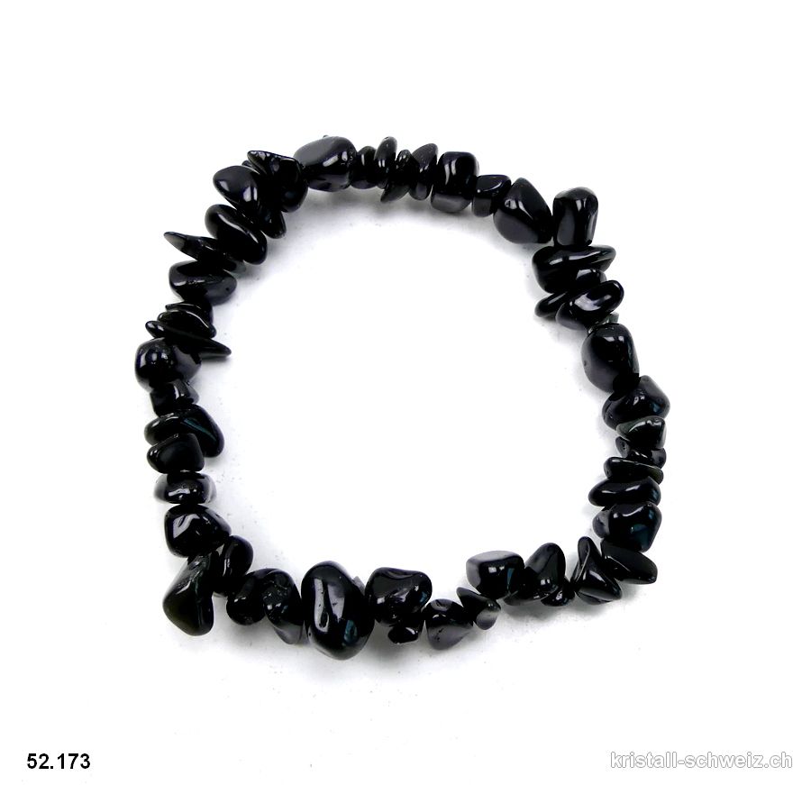 Armband Obsidian schwarz - geräuchert, elastisch 16,5 - 17 cm. Gr. XS-S