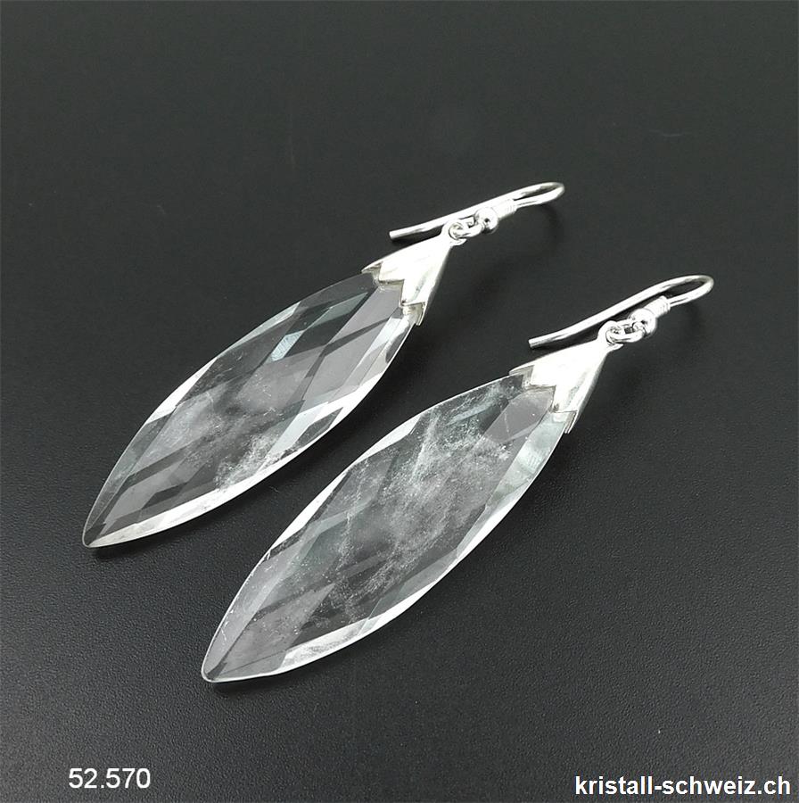 Ohrhänger Bergkristall facettiert aus 925 Silber. Einzelpaar