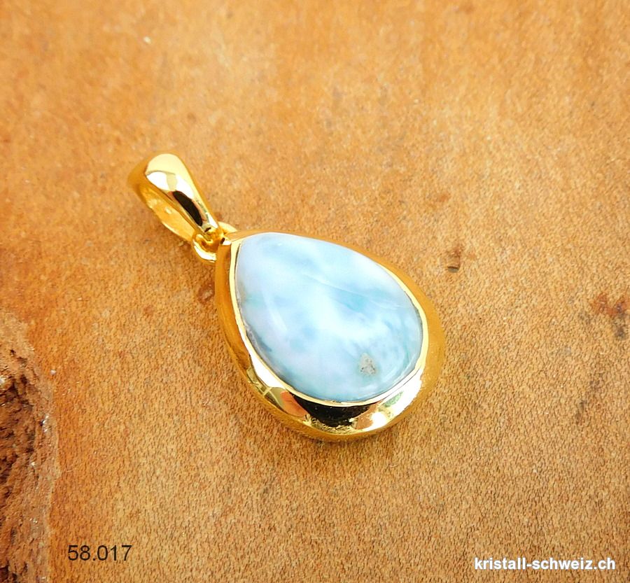 Anhänger Larimar aus 925 Silber vergoldet. Unikat