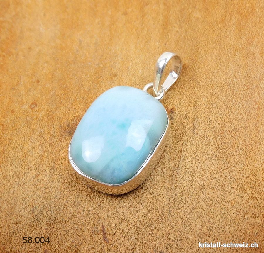 Anhänger Larimar 2 cm an Silberfassung. Unikat