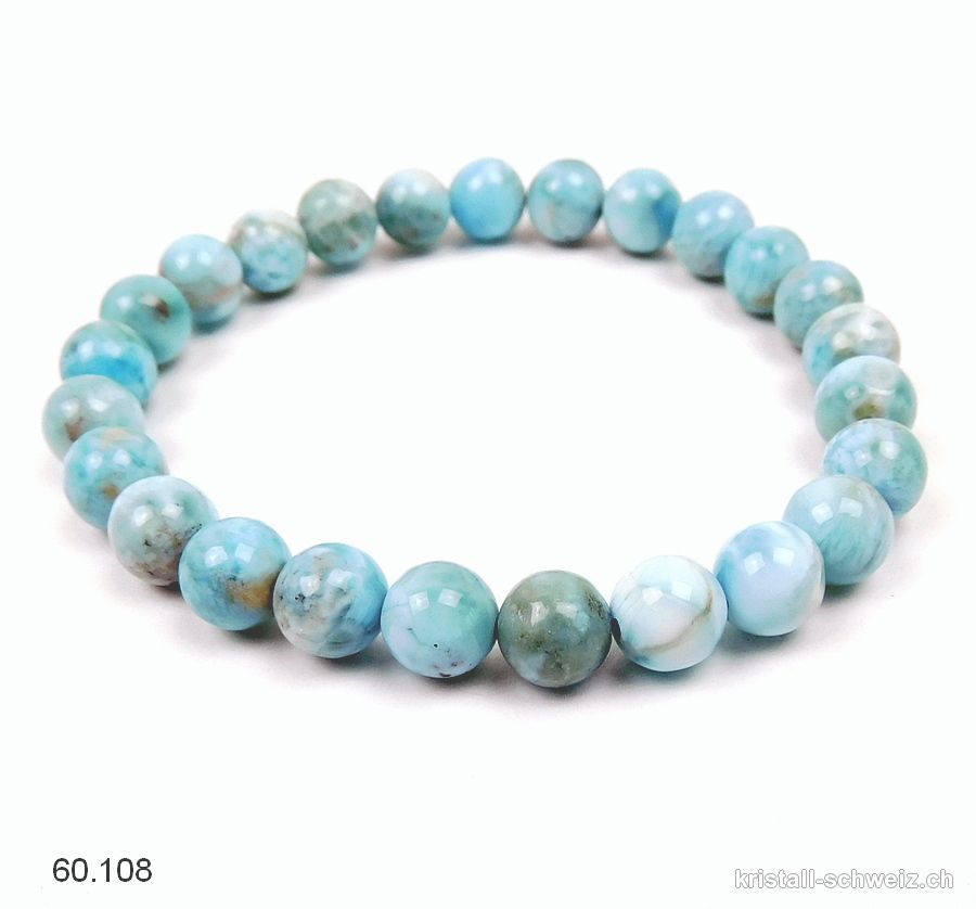 Armband Larimar blau-grün 7,5-7,8 mm / 18 cm. Sonderangebot