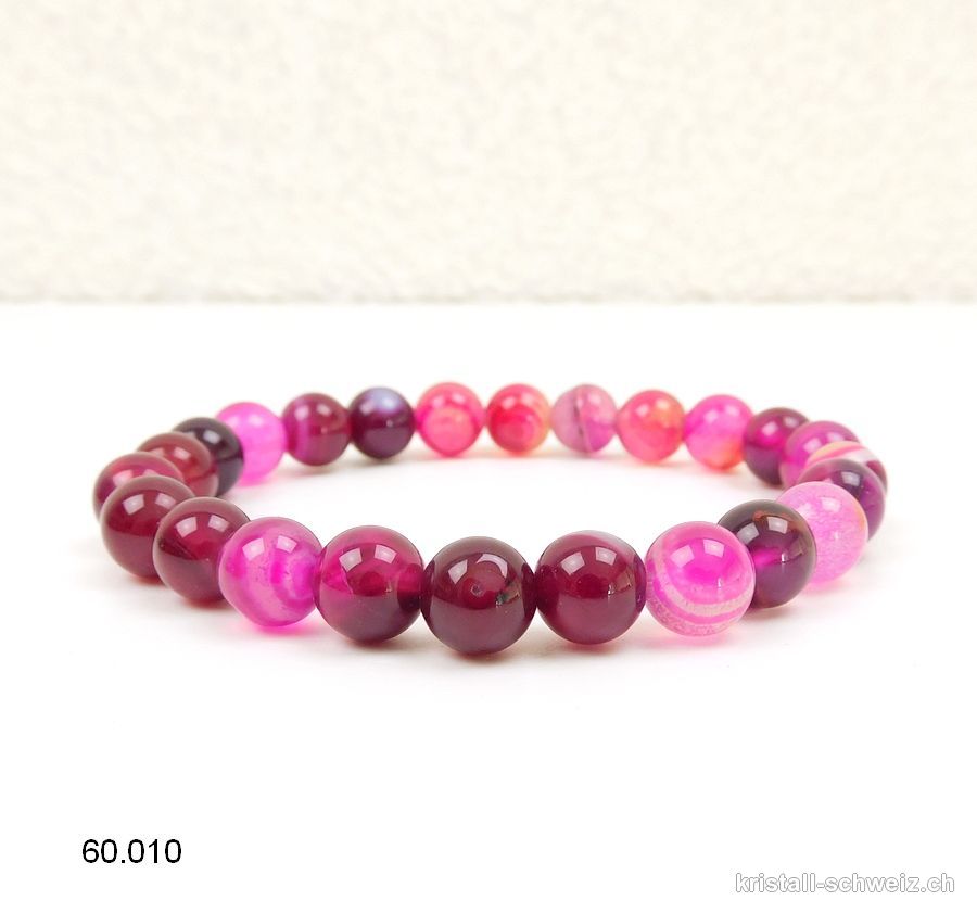 Armband Achat dunklerosa 8 mm / 19 - 19,5 cm