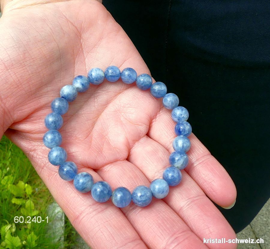 Armband Cyanit - Kyanit blau 8 mm / 18,5 cm. Unikat