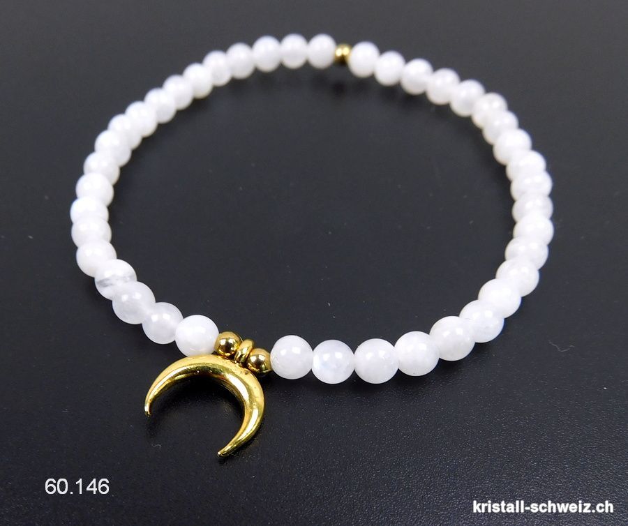 Armband Mondstein weiss 4 mm / 18 cm mit MOND