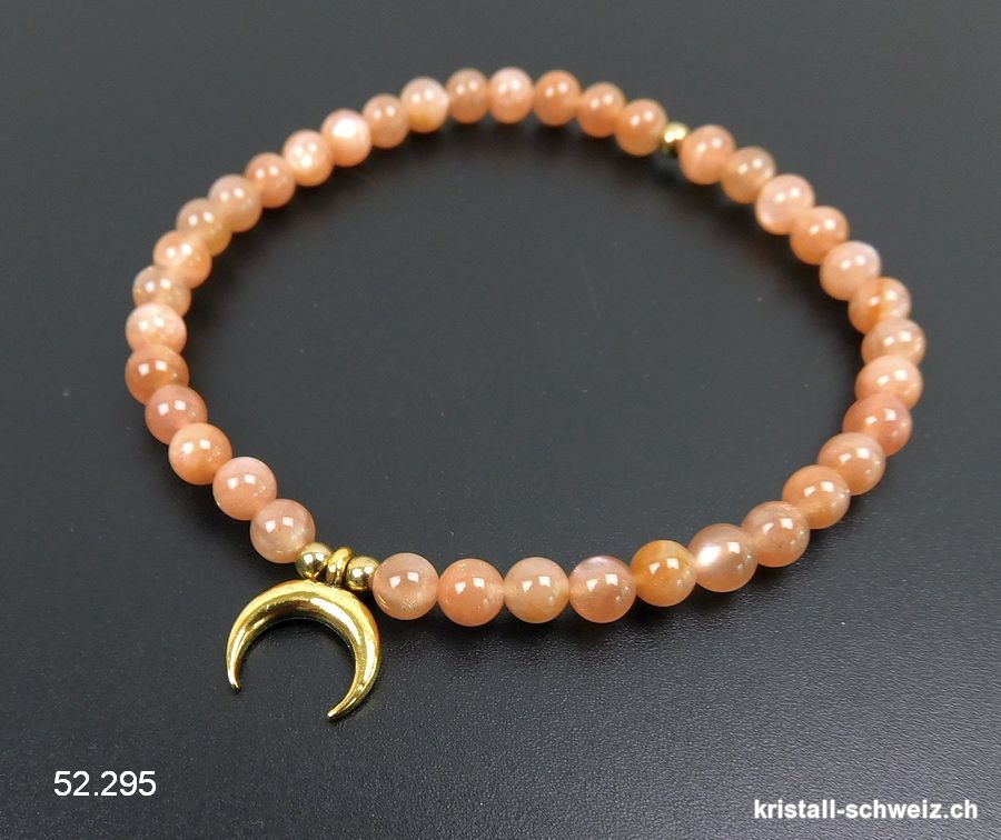 Armband Mondstein Lachs 4,5 mm / 18,5 cm mit MOND