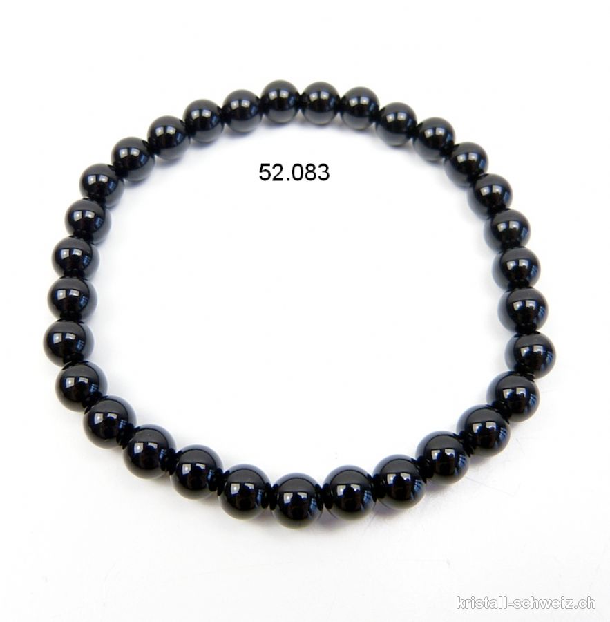 Armband Onyx schwarz 6 - 6,5 mm, elastisch 19 cm. Grösse ML