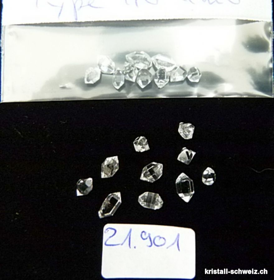 10 x Herkimer Diamant aus Pakistan 2 bis 4 mm. A-Qualität