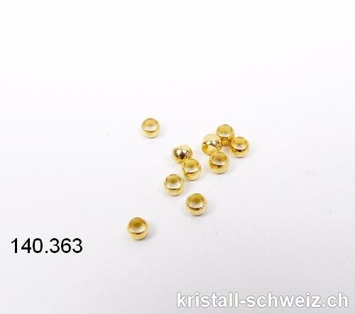 20 Stk - Perlen oder Questschösen 2 mm, Metall vergoldet