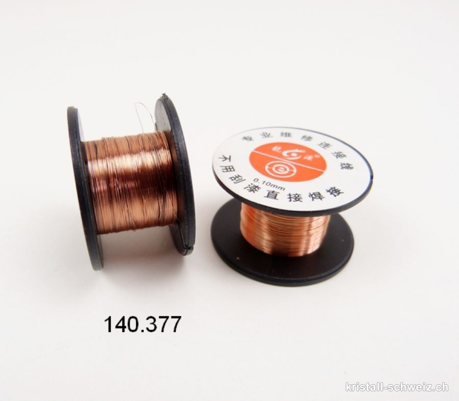 Kupferdraht  0,1 mm, ca. 10 Meter. Um das Opalon-Gummifaden durch die Perlen zu führen