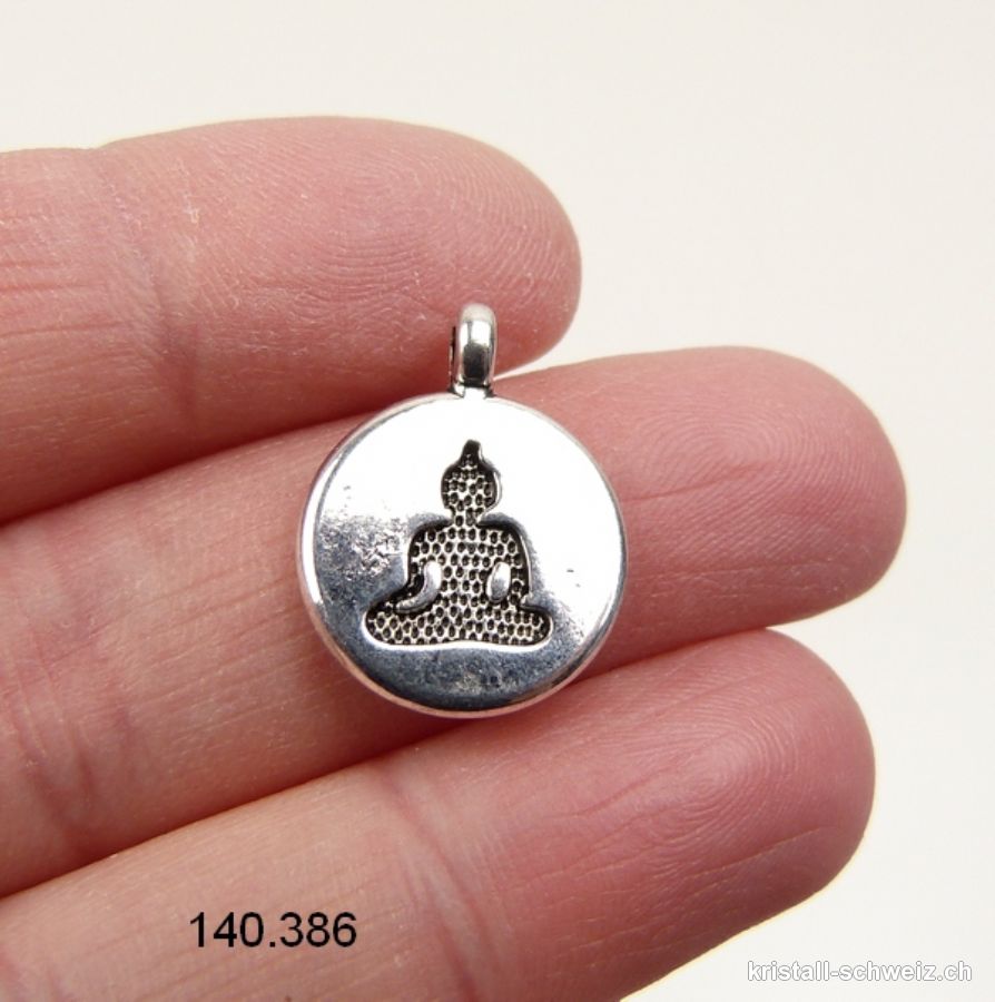 Charm Buddha aus Metall versilbert. Durch. 1,5 cm. SONDERANGEBOT 