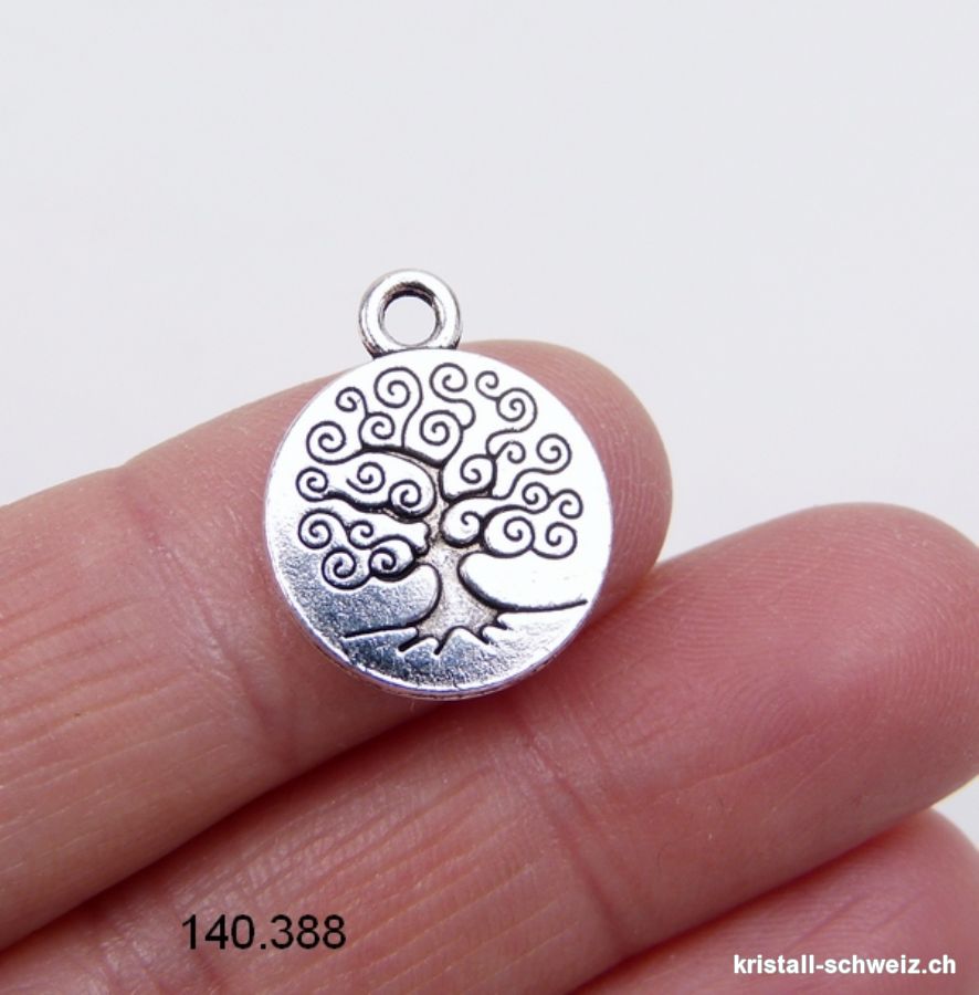 Charm Baum des Lebens aus Metall versilbert. Durch. 1,5 cm. SONDERANGEBOT 