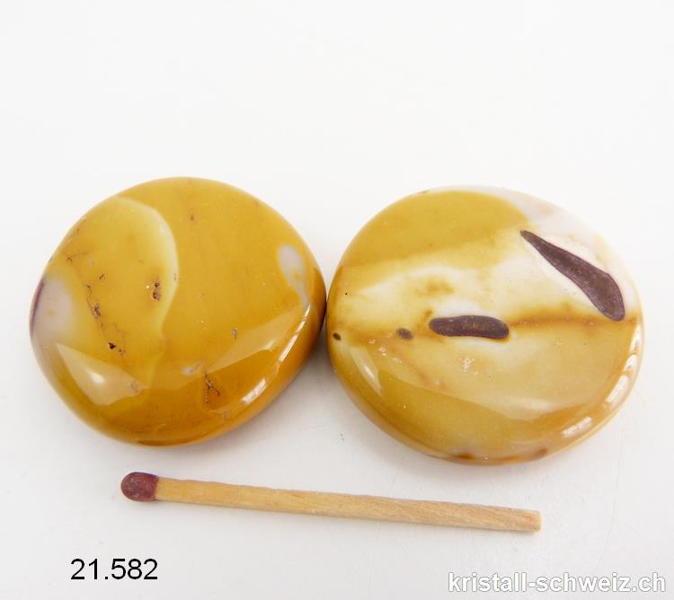 Mookait gefleckt Senf-Gelb 3,5 - 4 cm. Größe L