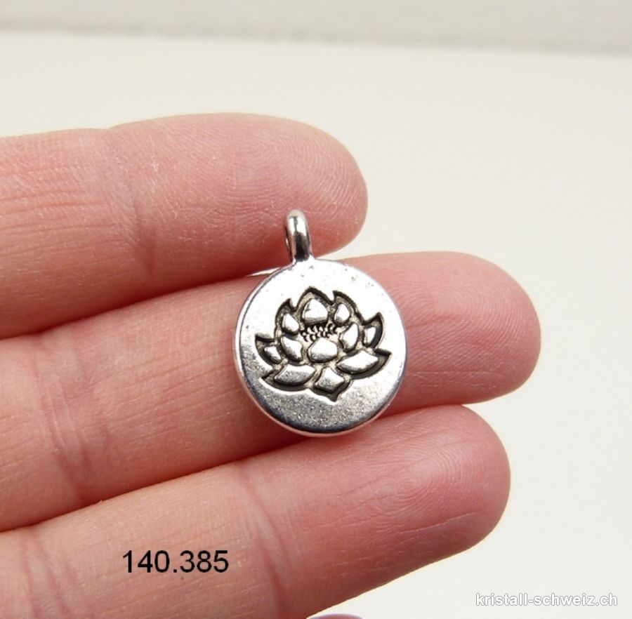 Charm Lotus aus Metall versilbert. Durch. 1,5 cm