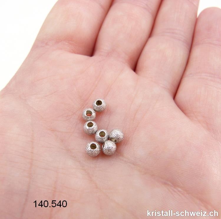 1 x Perle aus 925 Silber, diamantiert hell 4 mm / Bohrung 1,2 mm. SONDERANGEBOT