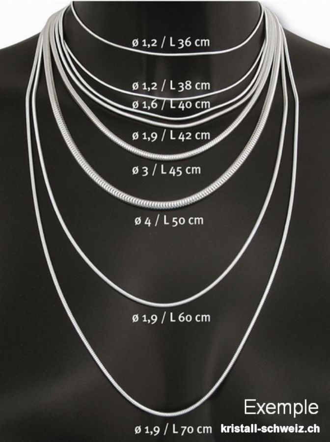 Schlangekette rund aus 925 Silber, L. 70 cm