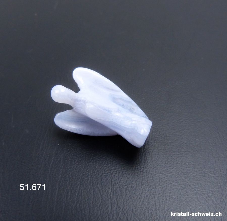 Anhänger Chalcedon blau, Engel 2,5 - 3 cm mit 925 Silberöse