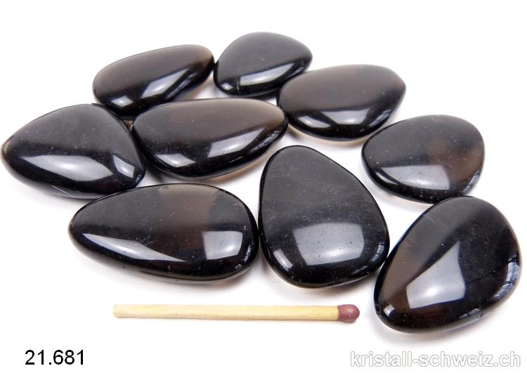 Obsidian geräuchert - Rauchobsidian flach 3,5 - 4 cm. Größe M-L