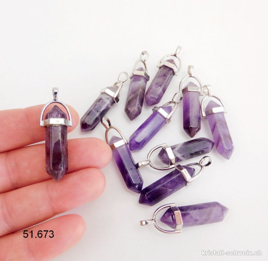 Anhänger Amethyst doppelender mit Metallöse 4 cm